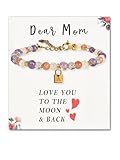 SENLLY Pulsera Personalizada con Inicial, Regalo Simbólico para Mujer de Piedra Natural & Colgante de Candado con Letra A-Z a elegir, ajustable para mamá