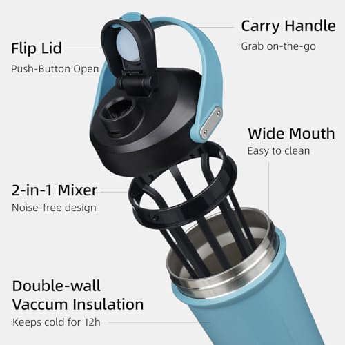 Image of BJPKPK 25oz Insulated Protein Shaker Bottle Stainless Steel Cup with Handle