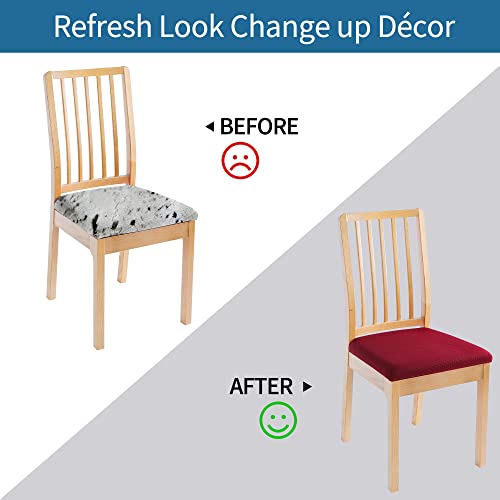 Smiry Seat Covers For Dining Room Chairs Stretch Jacquard Dining Room Chair Seat Covers Set Of 2, Wine Red #TOP4