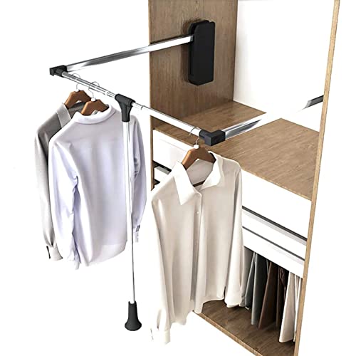 Rail de garde-robe à baisser en aluminium rétractable pour placard