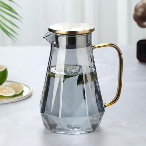 Cutdred ガラスポット お茶 耐熱容器 大容量 直火 ピッチャー 麦茶ポット 水差し モダンダイヤモンドデザイン 耐熱ガラスポット ボトル ィーポット お冷 ピッチャー デキャンタ 冷水筒 お茶ポット ホームデコレーションガラス水差し ティーポット