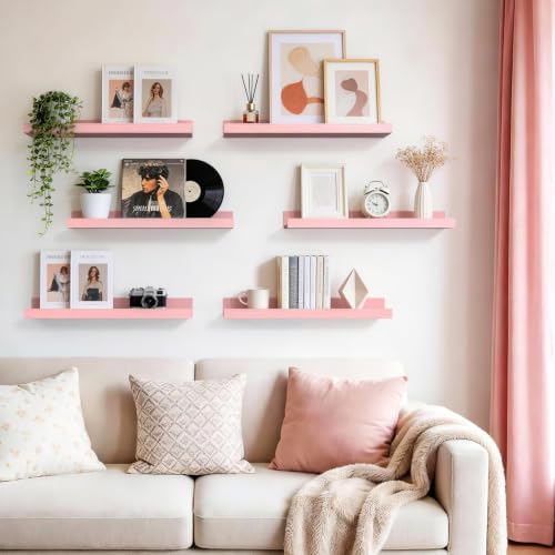 Image of BAYKA 15.7x5.12 Floating Shelves for Wall,Room Decor,Raised Lip,6 Pack