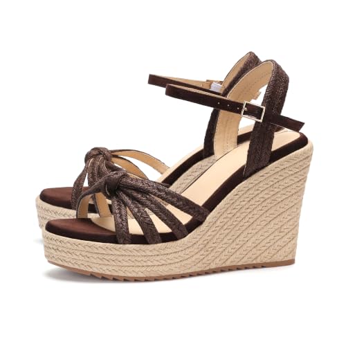 Image of VICKI.VICKI Wedges for Women Platform Sandals Wedge Heels for Sandals Comfortable Summer Espadrille Shoes Ankle Strap&Open Toe