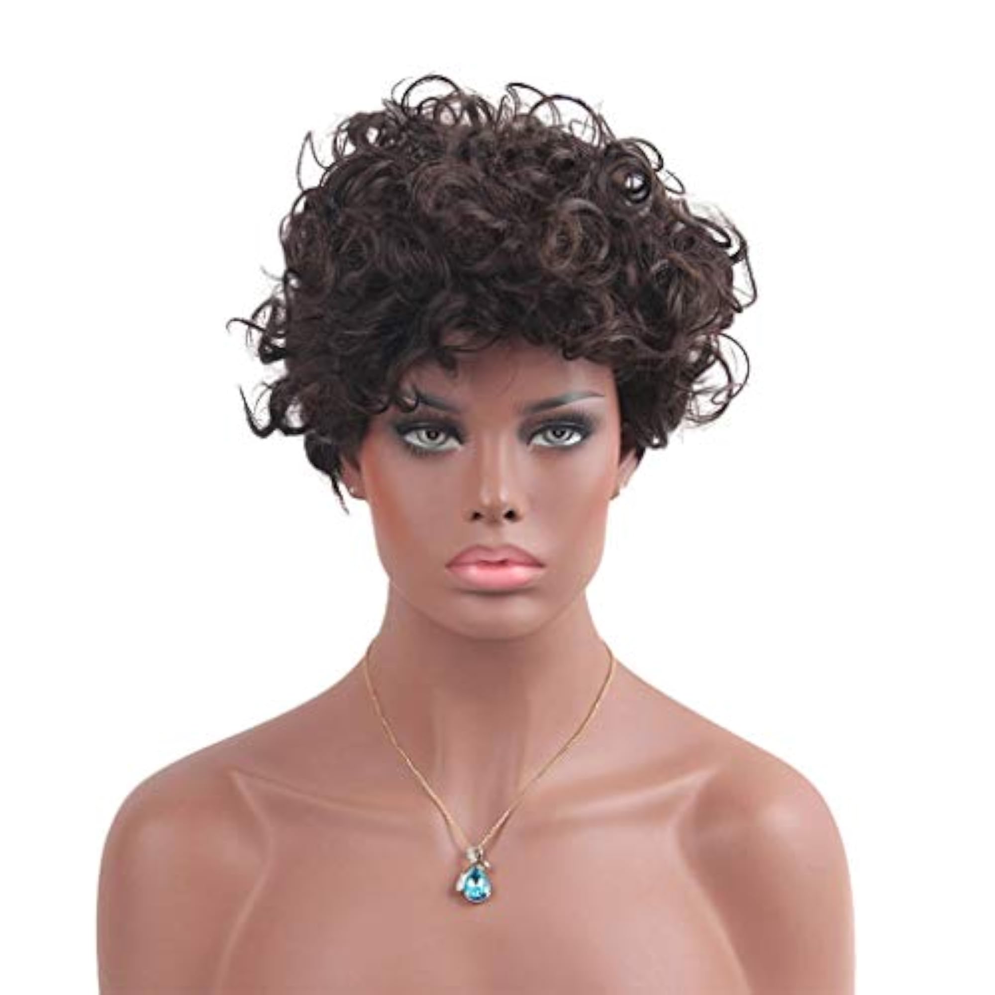 Natural Brown Kinky Curly Synthetic Wig