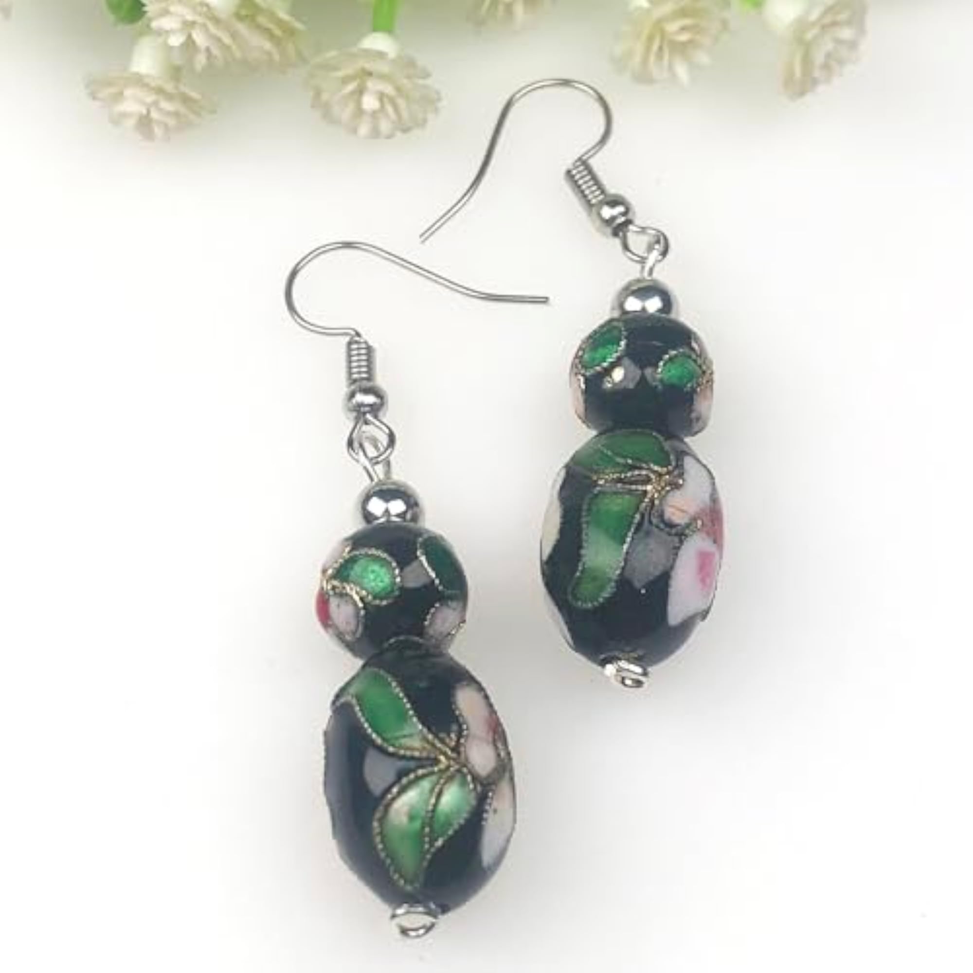 Women's Handmade Tensha Beads Teardrop Dangle Earrings, Stylish Gift