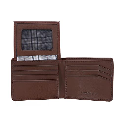 LONDON FOG Men's Leather Bifold Passcase Wallet, Brown4