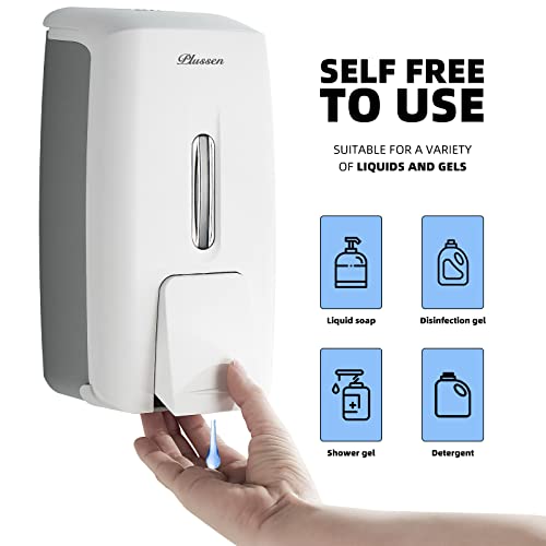 Image of Soap Dispenser Wall Mount Adhesive Commercial Soap Dispenser 800ml No Drill Hand Sanitizer Dispenser for Bathroom Support Liquid and Gel,White-PN9088