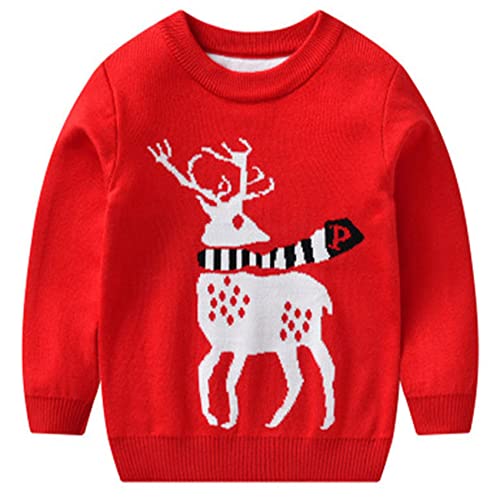 Image of HILEELANG Toddler Boy Girl Christmas Sweater Pullover Reindeer Elk Snowman Sweatshirts Tops