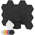 18 Pack High Density Hexagon Acoustic Panels, TONOR 12"x 10"x 0.4" Soundproof Wall Panels, Sound Absorbing Panels for Interior Wall Décor, Peel and Stick Modern for Studio, Office, Home, Black