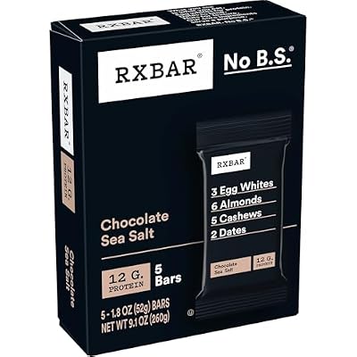 RXBAR Protein Bars, 12g Protein, Gluten Free Snacks, Chocolate Sea Salt, (Pack of 60)