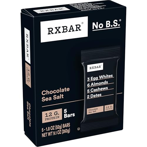 RXBAR Protein Bars, 12g Protein, Gluten Free Snacks, Chocolate Sea Salt (6 Boxes, 30 Bars)