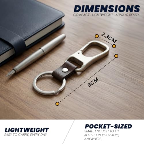 Image of Storite Premium Metal Carabiner Keychain with Leather Strap - Heavy Duty Clip Hook Key Holder with Key Ring for Car, Bike & House Keys, Belt Loop Organizer for Men & Women (Modern)