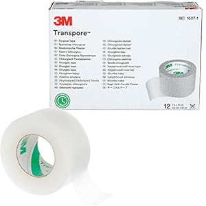 3M™ Transpore™ Surgical Tape 1527-1, 1 inch x 10 yard (2,5cm x 9,1m), 12 rolls/box