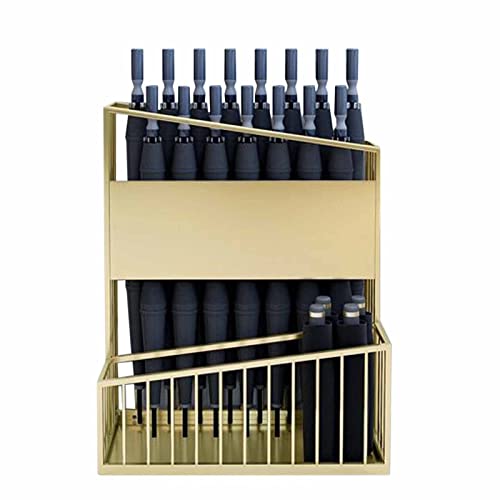 FBBSZSD Porte-Parapluie en métal doré, Porte-Parapluie rectangulaire à 2 Sections pour parapluies Longs et Courts, stocké 20-35 Cannes/Cannes (Petit (stocké 20 parapluies)) (Petit (stocké Cover