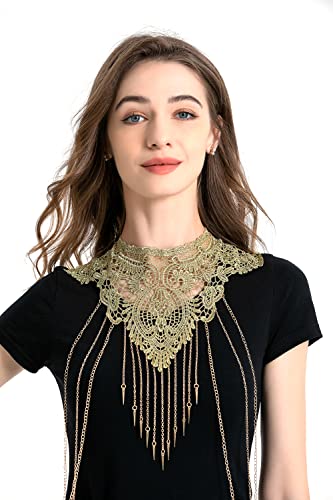 Gold Fine Tassel Chain Lace Bikini Body Chain Necklace Jewelry Women Cosplay Costumes Goth Accessories #TOP4