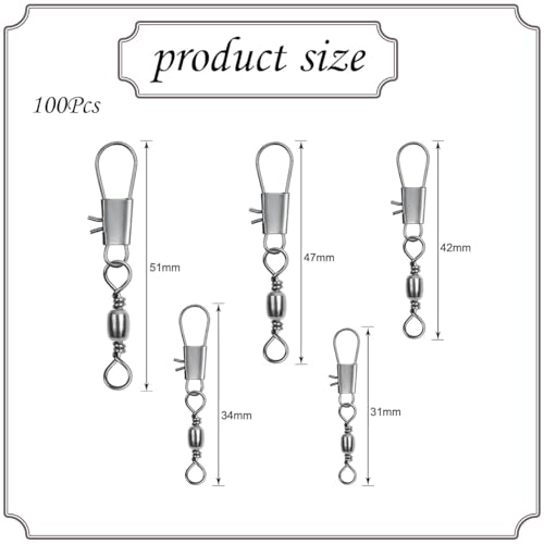 Image of 100 Pcs Fishing Rolling Ball Bearing Barrel Swivel, Corrosion Resistant Fishings Accessories for Various Fish Species, Suitable for Different Fishing Conditions and Quick Tackle Changes
