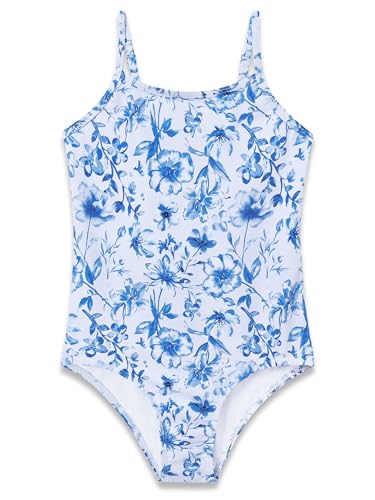 Image of Girls One Piece Swimsuits Adjustable Double Strap for Kids Palm Tree Print Toddler Bathing Suit Size 2T-10
