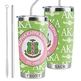 CWEGSJ AKA Sorority Gifts for Women Paraphernalia Sorority Sisterhood 20oz Stainless Steel Tumbler with Lid and Straw 1908 Double Wall Vacuum Insulated Tumbler (Sorority-Green A-KA)