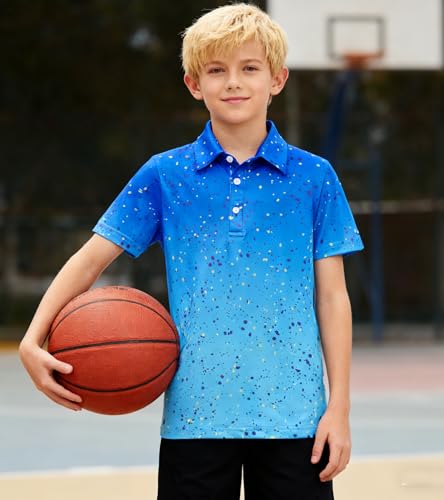 Image of uideazone Boys Polo Shirts Dry Fit Performance Golf Short Sleeve Casual School Uniform Size 5-14