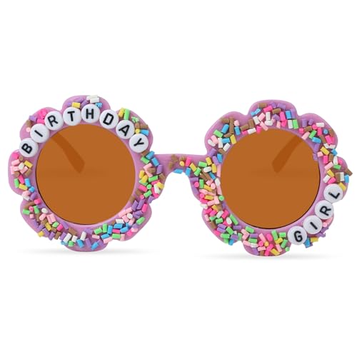 Lunettes d'anniversaire rondes fleur enfants filles accessoires de fête