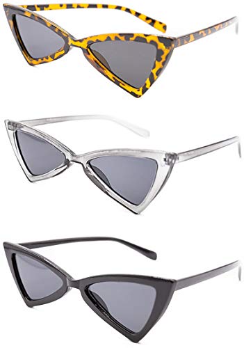 Set of 3 - Stylish Colorful Retro 1950s Plastic Sunglasses UV 400 Protection3