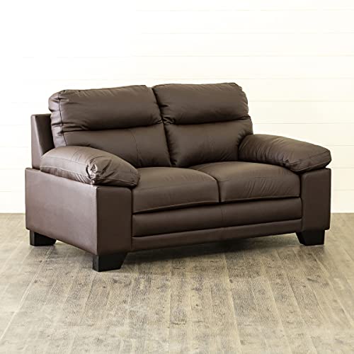 Image of Home Centre Whinchister Dark Brown Half Leather 2 Seater Sofa - Length 155 cm (WHINCHISTER-2STR)