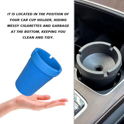 Image of BEYPOVK Car Ashtray with Lid, Smokeless Ashtrays for Car Cup Holder Smell Proof, Automotive Interior Accessories Portable Cigarette Ash Tray for Indoor Home Office Outdoor Car Truck SUV (Blue)