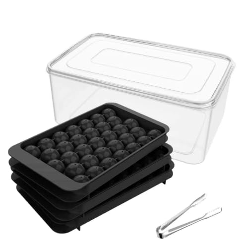 Image of WIBIMEN Ice Cube Tray with Lid and Bin, 1" Round Ice Trays for Freezer