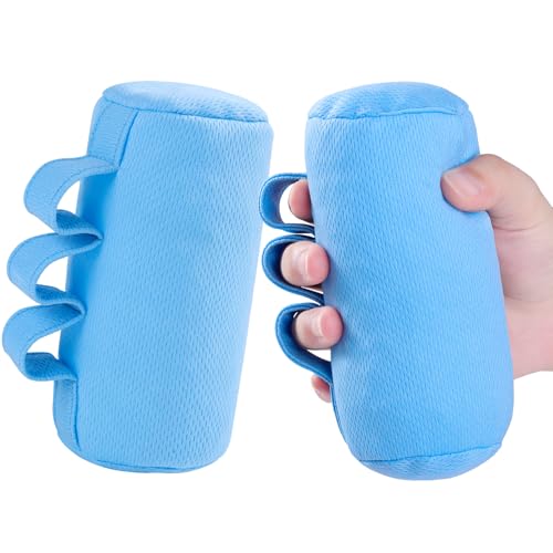 Palm Grips, Hand Contracture Cushions, Finger Grips, Finger Splitter, Palm Protector for Hand Contracture, Grip Strengthener Pad, Stress Relief, for Elderly Care, Washable, Blue, 2 Pcs