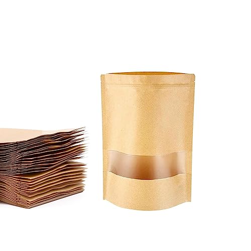 Naisfei 50pcs sachet kraft fenêtre - 3.5"x5.5" réutilisable