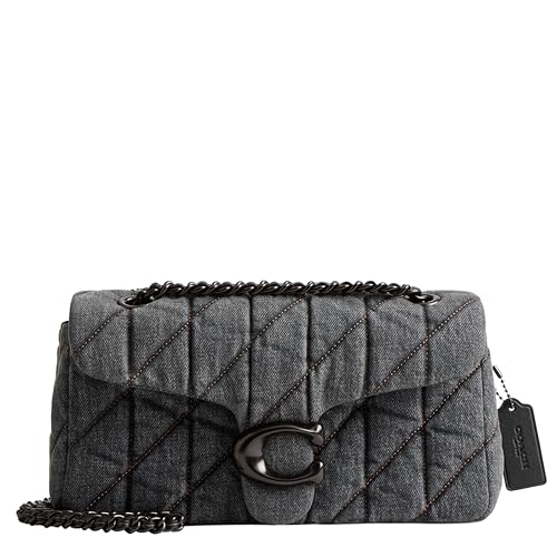 Coach Denim Quilted Tabby Shoulder Bag 26 with Chain, V5/Black