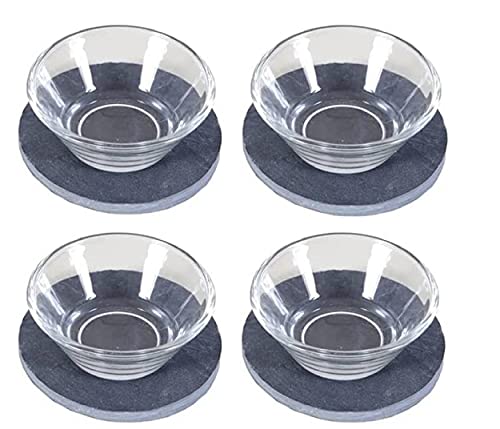 Set de 4 Tabla PIZARRA con vaso para aperitivo de cristal - cuenco para pasapalos