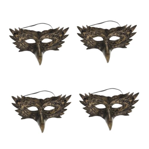 Masque animal de cosplay en cuir PU doré Healvian lot de 4