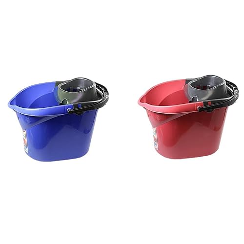Image of Aldera Home Plastic Mop Bucket, PP, Assorted Colours, 13 Litre, with PP Handle