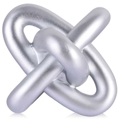 XMGZQ Silver Knot Decor for Coffee Table Book,Chain Link Decor for Bookshelf Entry Table TV Stand,Jax Knot Sculpture for Home Living Room,Object Decoracions para sala,adornos para sala Modernos