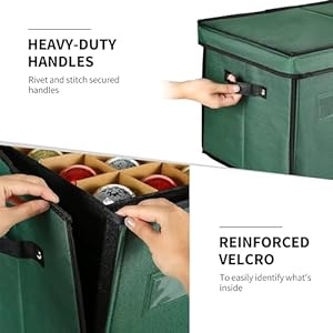 Christmas Ornament Storage Box - 8 Separate Trays, Stores 128 Ornaments - Non-Woven Fabric Containers - 3 Inch Organizer Compartments Christmas Ornament Storage Box 8 Separate Trays Stores 128 Ornaments Non Woven Fabric Containers 3 Inch Organizer Compartments