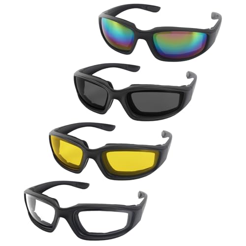 4 Pair Motorcycle Riding Glasses Padding Goggles UV Protection Dustproof...
