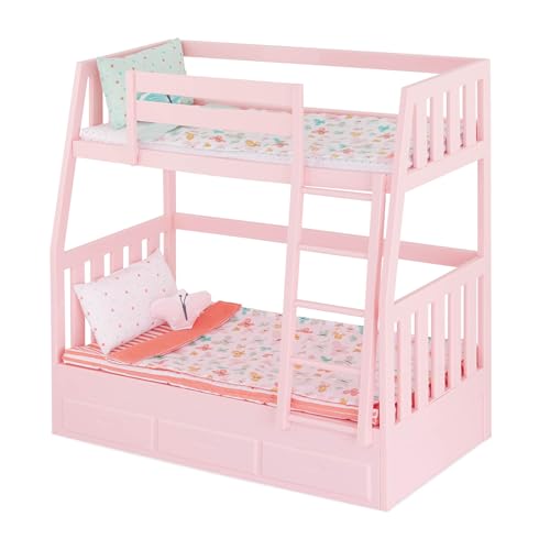 Our Generation - Pink Bunk Bed - Butterfly Themed Bed Set - Accessories for 18 Inch Dolls - Pretend Play - Toys for Kids 3 and Up - Dreams for Two