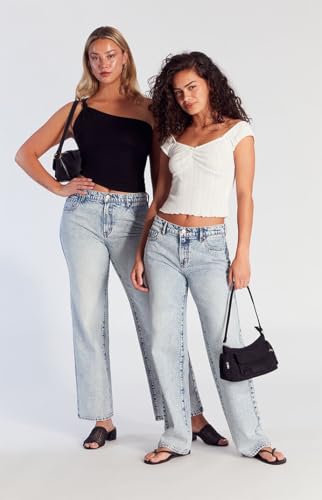 PacSun Women's Jordyn Low Rise Straight Leg Jeans Acid Light Indigo3