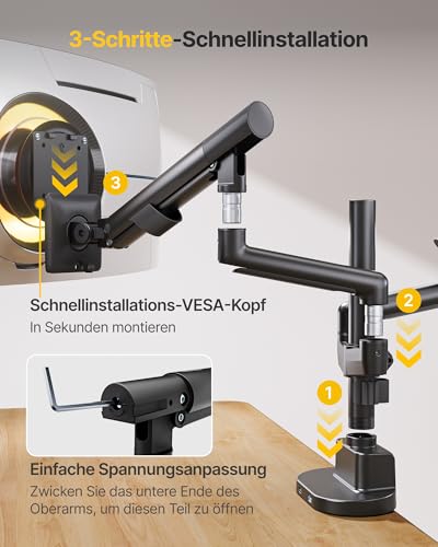 Support Écran PC 2 Écrans monTEK Bras Double Moniteur 17-35 Pouces Noir - 7