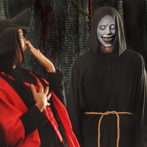 OPAHUTER Creepy Exorcist Smile Demon Mask - Horror Evil Face Latex Mask for Costume Props, Carnival Cosplay Accessories - Image 4