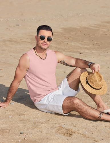 Image of COOFANDY Mens Casual Tank Tops 2 Pack Waffle Knit Sleeveless Shirt Breathable Tank Shirts Summer Muscle Tee