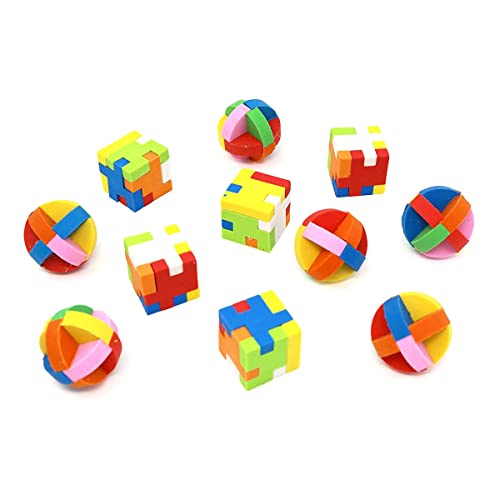 Big Mo's Toys Puzzle Erasers - Individually Wrapped Goody Bag Party Favor And Stocking Stuffers Pencil Eraser - 6 Balls And 6 Cubes #TOP8