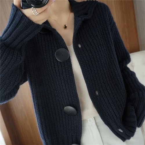 Women Cardigan High-End Warm Long Sleeve Big Buttons Knit Sweater Women Short Coat4