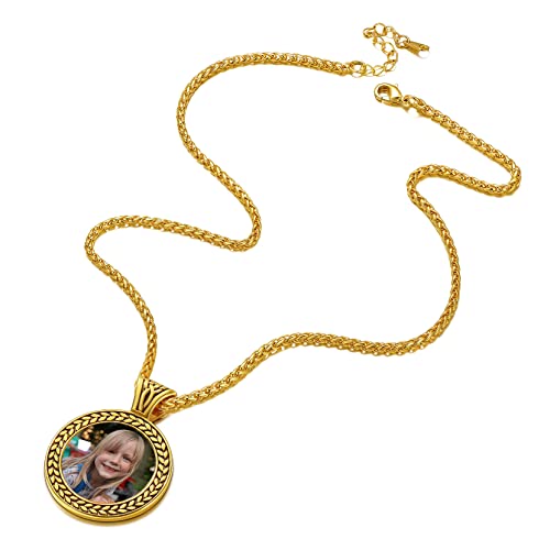 Richsteel Custom Photo Necklace Personalized Memorial Pendant with Picture for Men Women