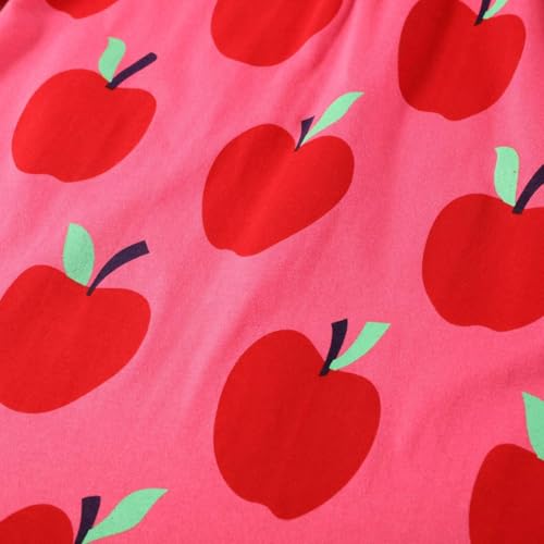 Image of Hongshilian Toddler Girls Longsleeve Dress Cotton Jersey Casual Dresses Cartoon Applique