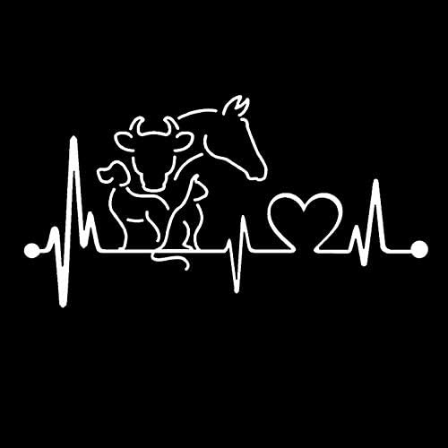 KDKDF Dog, Cat, Horse and Cow Heart Rate Lifeline Monitor Creative Animal Car Stickers Waterproof PVC Decals, 20CM* 10.6cm (Color Name : White)