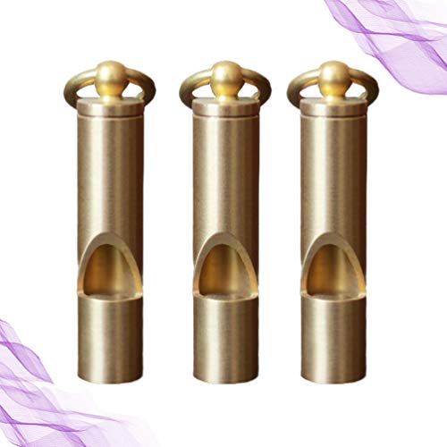 3 peças de apitos Lioobo duráveis vintage de latão puro portátil chaveiro pingente de sobrevivência