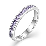 STARCHENIE Stackable Ring for Women 925 Sterling Silver Created Amethyst Princess Cut Eternity Band Size 6