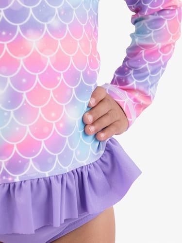 Image of RuffleButts Baby /Toddler Girls Long Sleeve Rash Guard UPF50+ Sun Protected Bikini Swimsuit